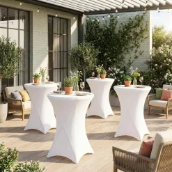 Folding steel high reception table with protective cover (set of 4)