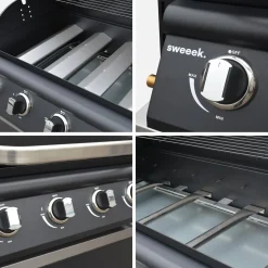 Free-standing 4-burner gas barbecue