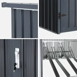 Galvanised steel bicycle shelter with anchor kit - 4 bicycles