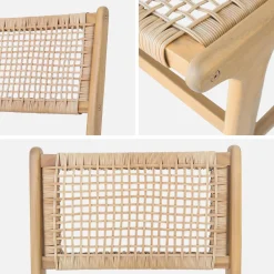 Garden chair acacia wood and cane (set of 4)