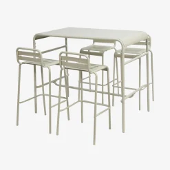 Garden high table with 4 steel bar stools