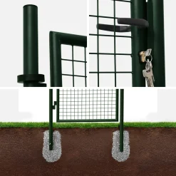 Garden metal gate with lock and handle