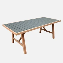 Garden table acacia wood and aluminum seats 8