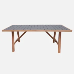 Garden table acacia wood and aluminum seats 8