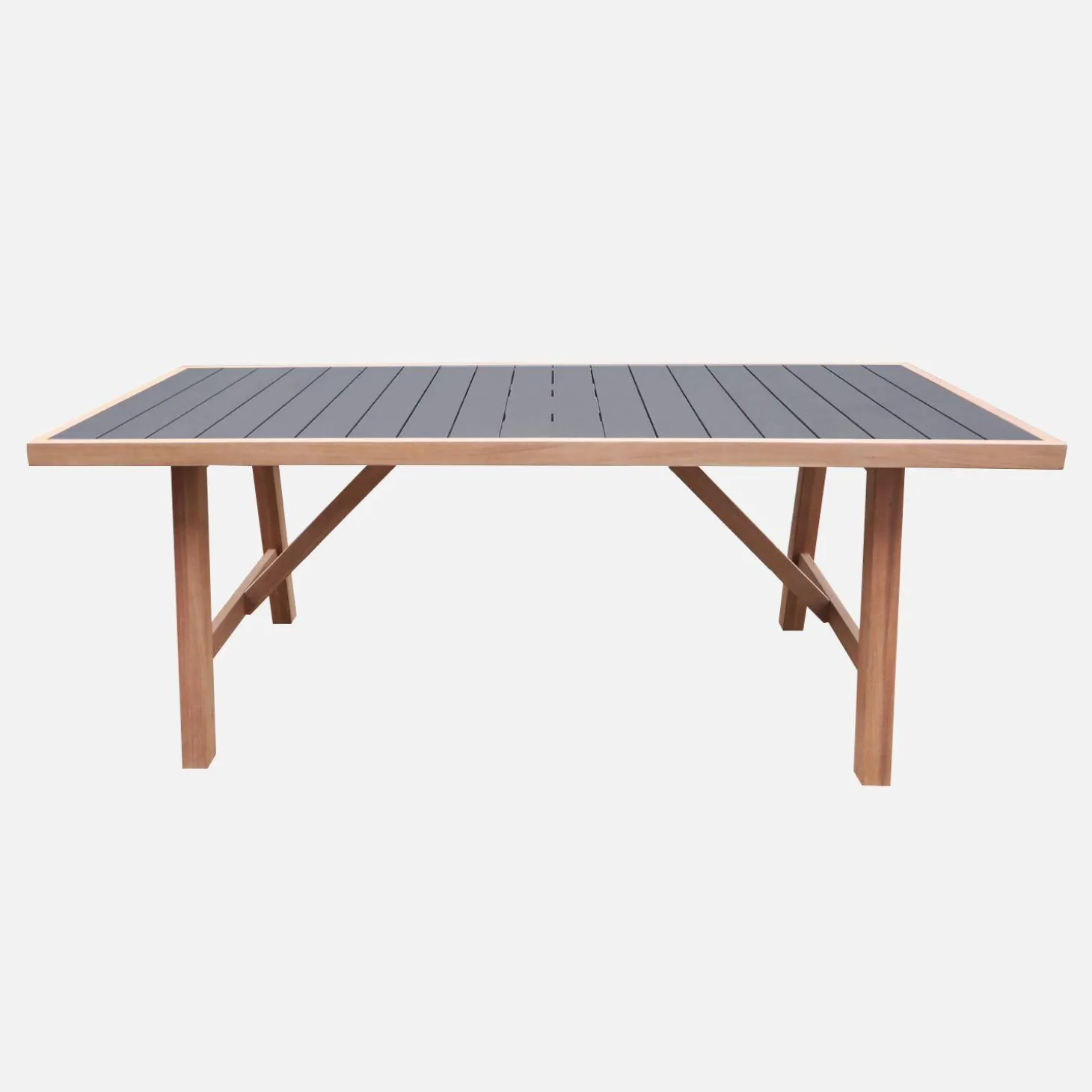 Garden table acacia wood and aluminum seats 8