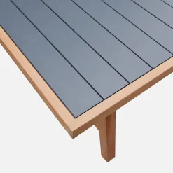 Garden table acacia wood and aluminum seats 8