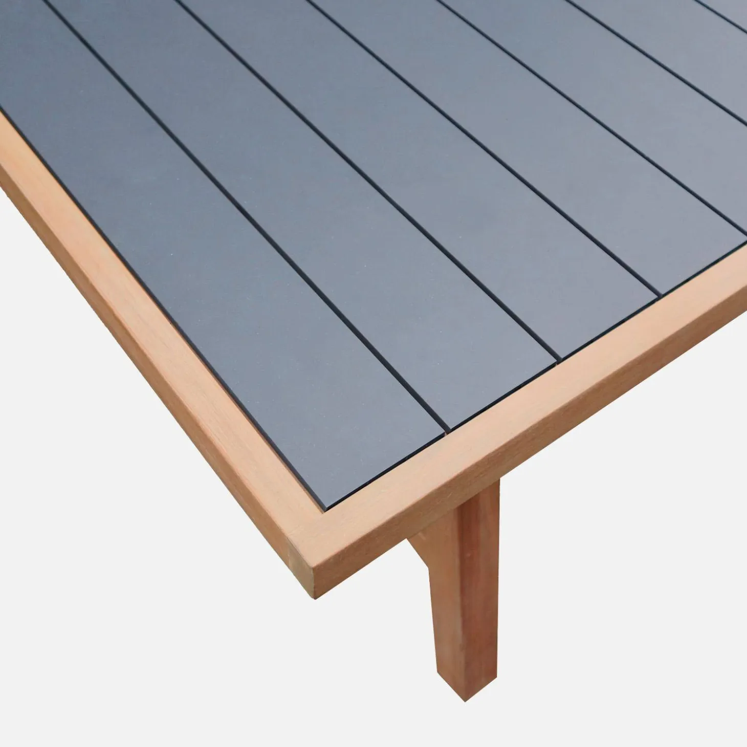 Garden table acacia wood and aluminum seats 8