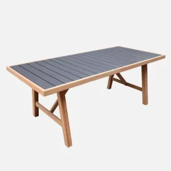 Garden table acacia wood and aluminum seats 8