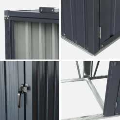Grey galvanised steel bin shed