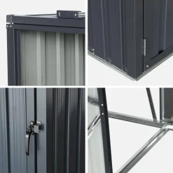 Grey galvanised steel bin shed