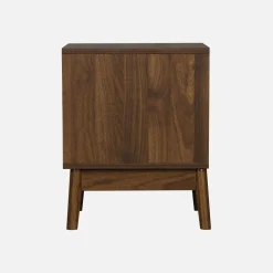Grooved bedside table with wood effect