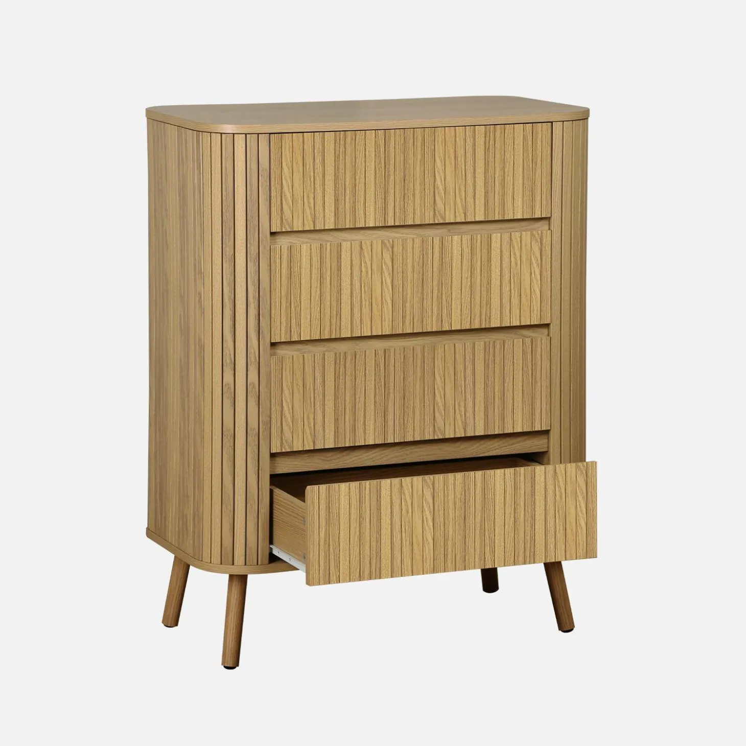 Grooved decor chest 4 drawers