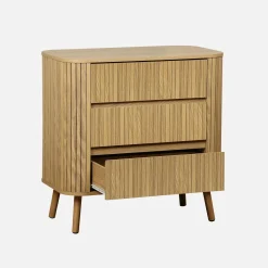 Grooved decor dresser 3 drawers