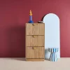 Grooved mango wood effect shoe cabinet with 3 drawers