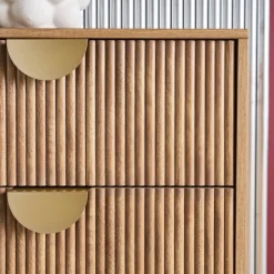 Grooved mango wood effect sideboard with 6 drawers