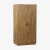 Grooved mango wood effect wardrobe closet with 2 doors