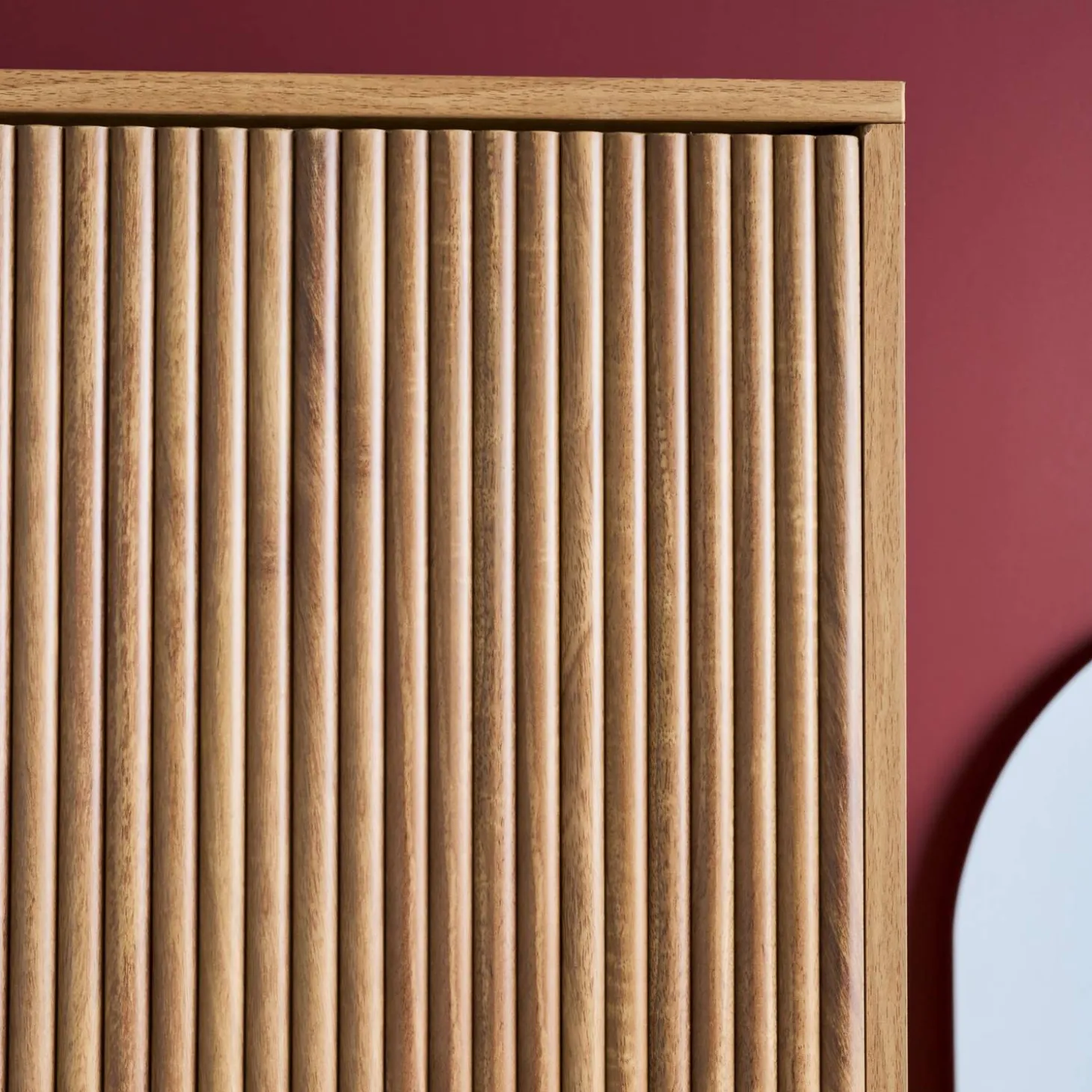 Grooved mango wood effect wardrobe closet with 2 doors