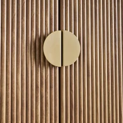 Grooved mango wood effect wardrobe closet with 2 doors