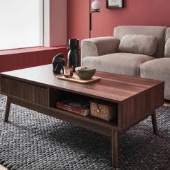 Grooved wood detail coffee table