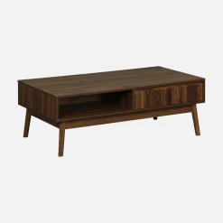 Grooved wood detail coffee table