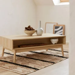 Grooved wood detail coffee table