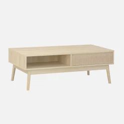 Grooved wood detail coffee table