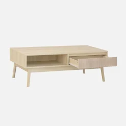 Grooved wood detail coffee table