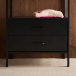 Hallway furniture, metal coat rack with hanging rod and 2 drawers