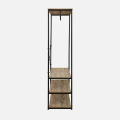 Hallway metal and wood-effect coat and shoe rack
