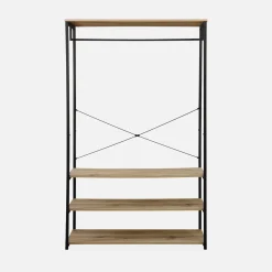 Hallway metal and wood-effect coat and shoe rack