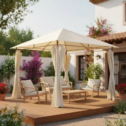 Heavy duty 3x3m gazebo with curtains