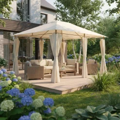 Heavy duty 3x4m gazebo with curtains