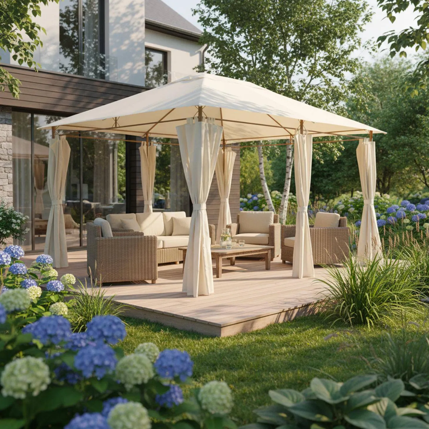 Heavy duty 3x4m gazebo with curtains