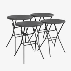 High reception high table, steel folding table (set of 4)