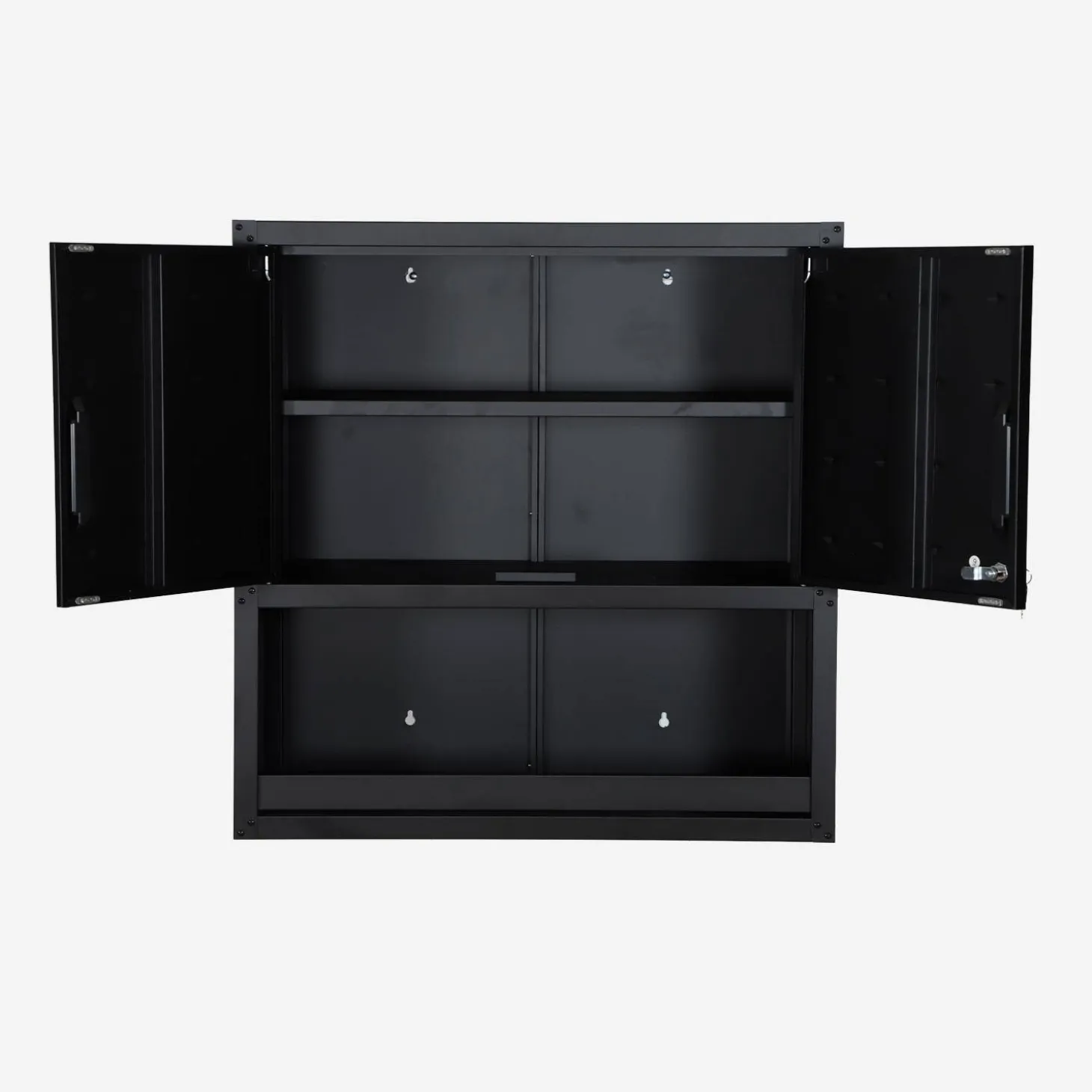 High storage cabinet for garages with shelf