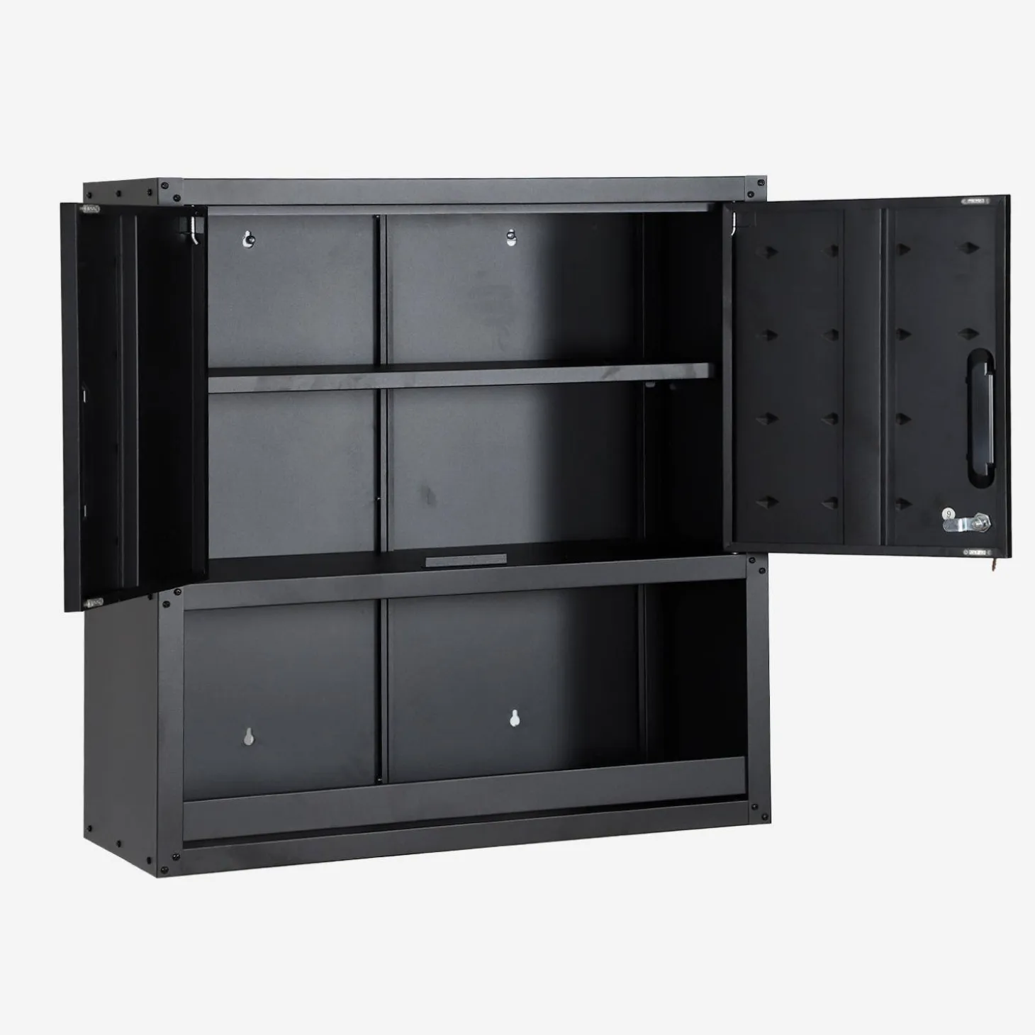 High storage cabinet for garages with shelf