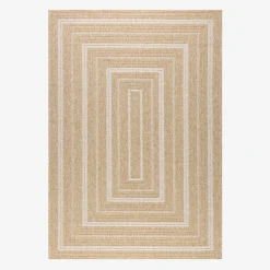 Indoor/outdoor jute hessian effect beige rug with patterns
