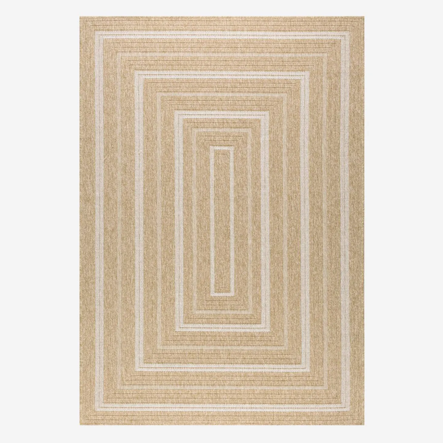 Indoor/outdoor jute hessian effect beige rug with patterns