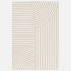 Indoor/outdoor rug with beige arch pattern, recycled polyester