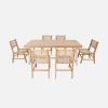 Indoor/outdoor table in acacia wood and metal + 6 woven resin seats