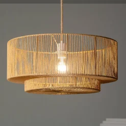 Indoor pendant light with rattan effect, Ø 50cm