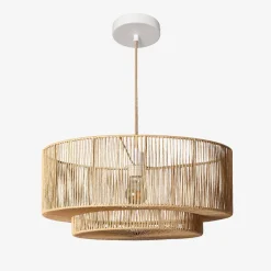 Indoor pendant light with rattan effect, Ø 50cm