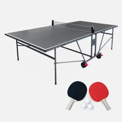 Indoor ping pong table with 2 rackets and 3 balls