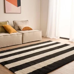 Indoor rug black and white stripes