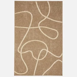 Indoor rug with a jute effect, relief graphic pattern in white