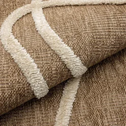 Indoor rug with a jute effect, relief graphic pattern in white