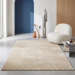 Indoor rug with beige arches pattern