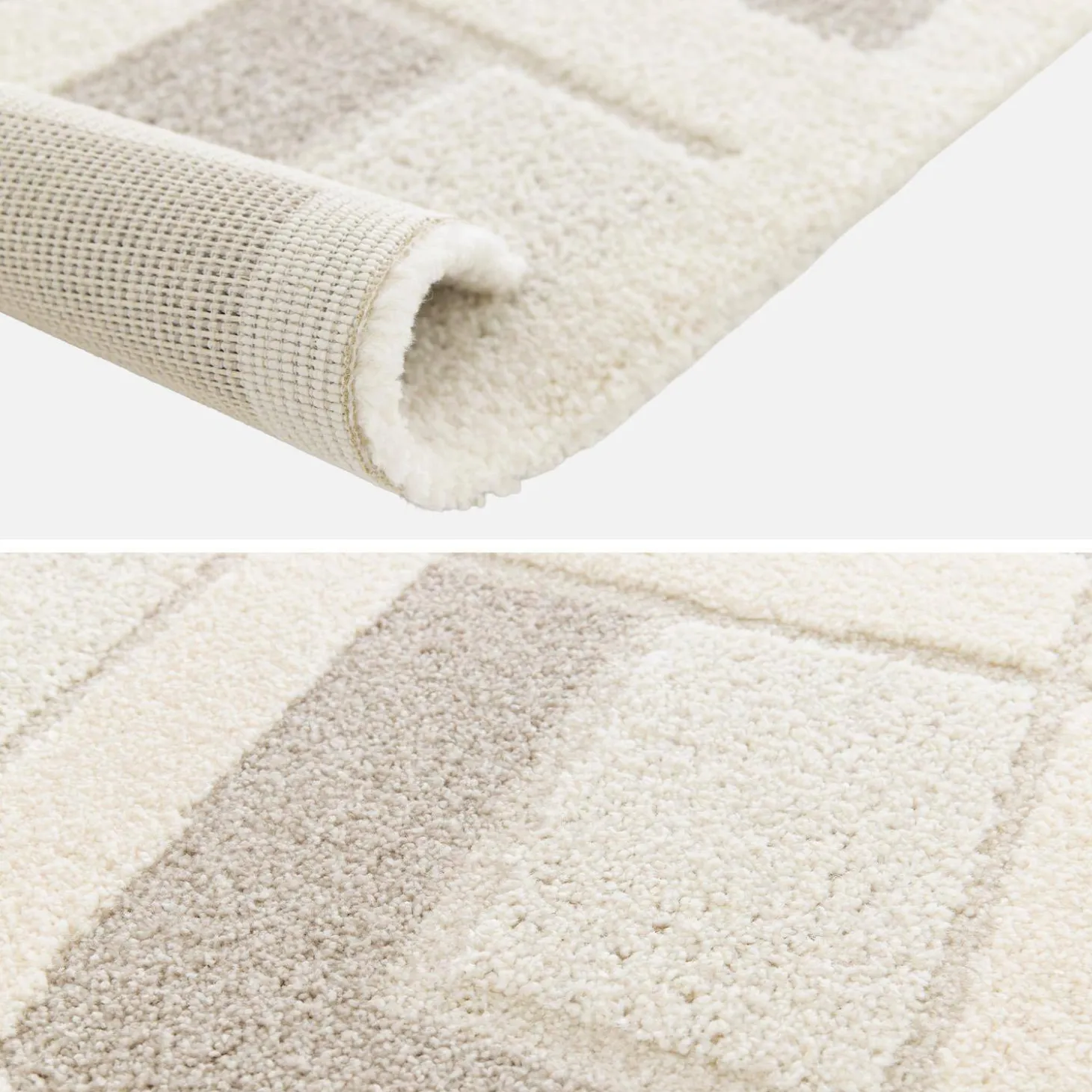 Indoor rug with geometric patterns in cream