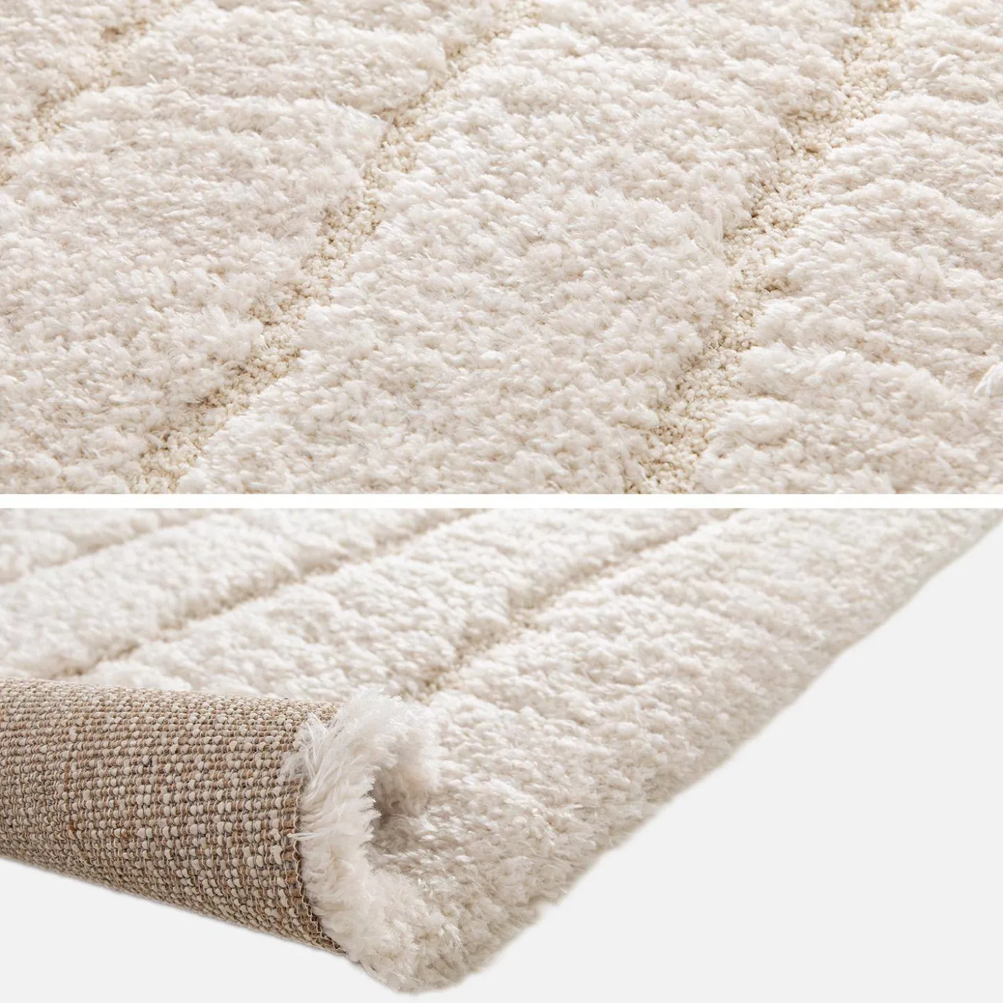 Indoor rug with linear pattern cream