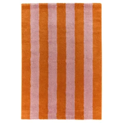 Indoor rug with orange and pink stripes